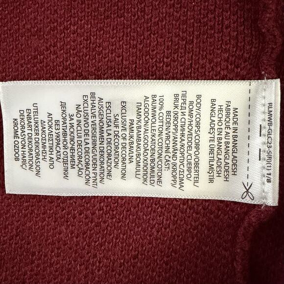 Polo Ralph Lauren Quarter Zip Maroon Red Cotton Pullover Sweater - Picture 5 of 5